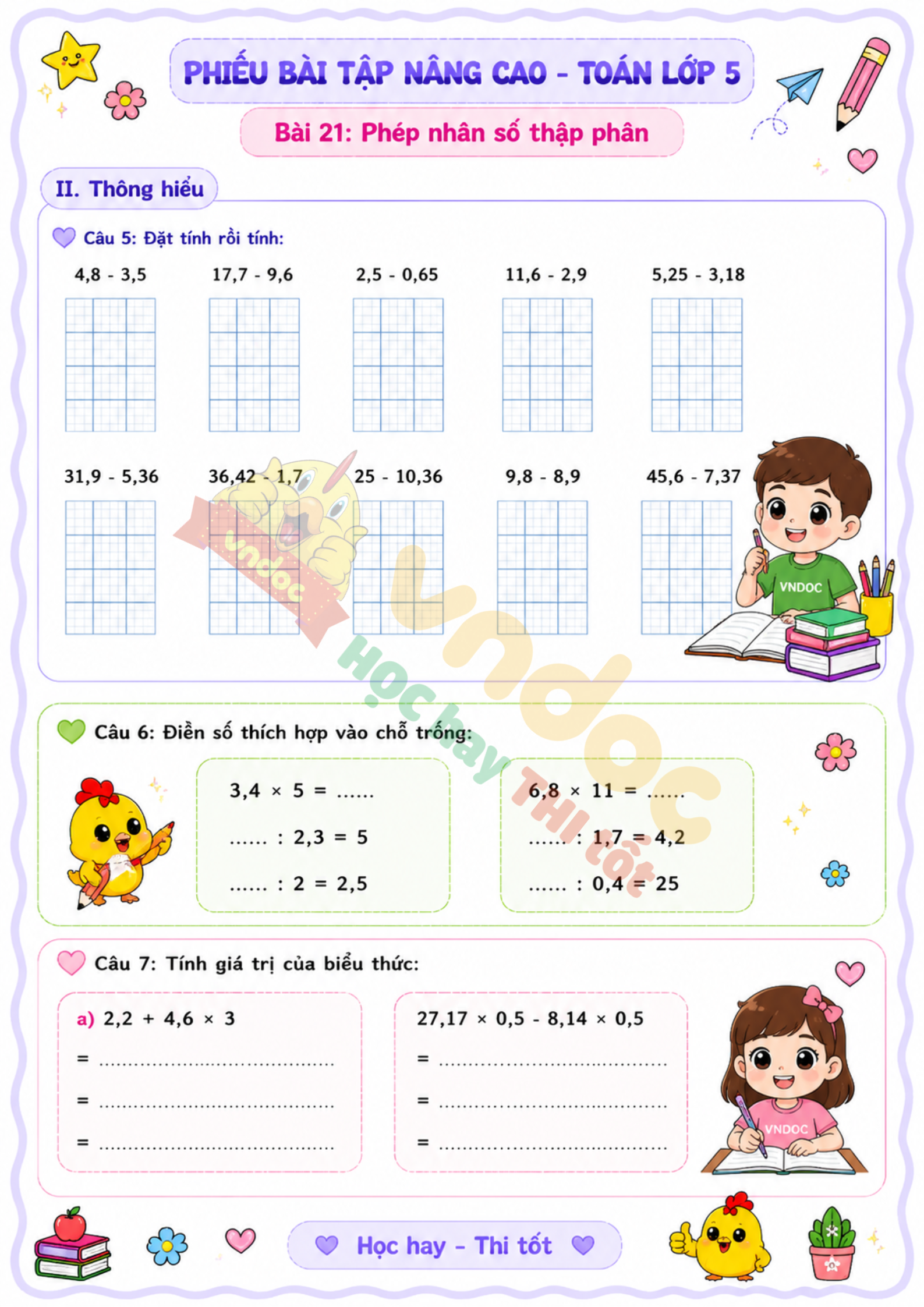 Bai tap toan lop 5 Bai 21 phep nhan so thap phan nang cao mh2*984515