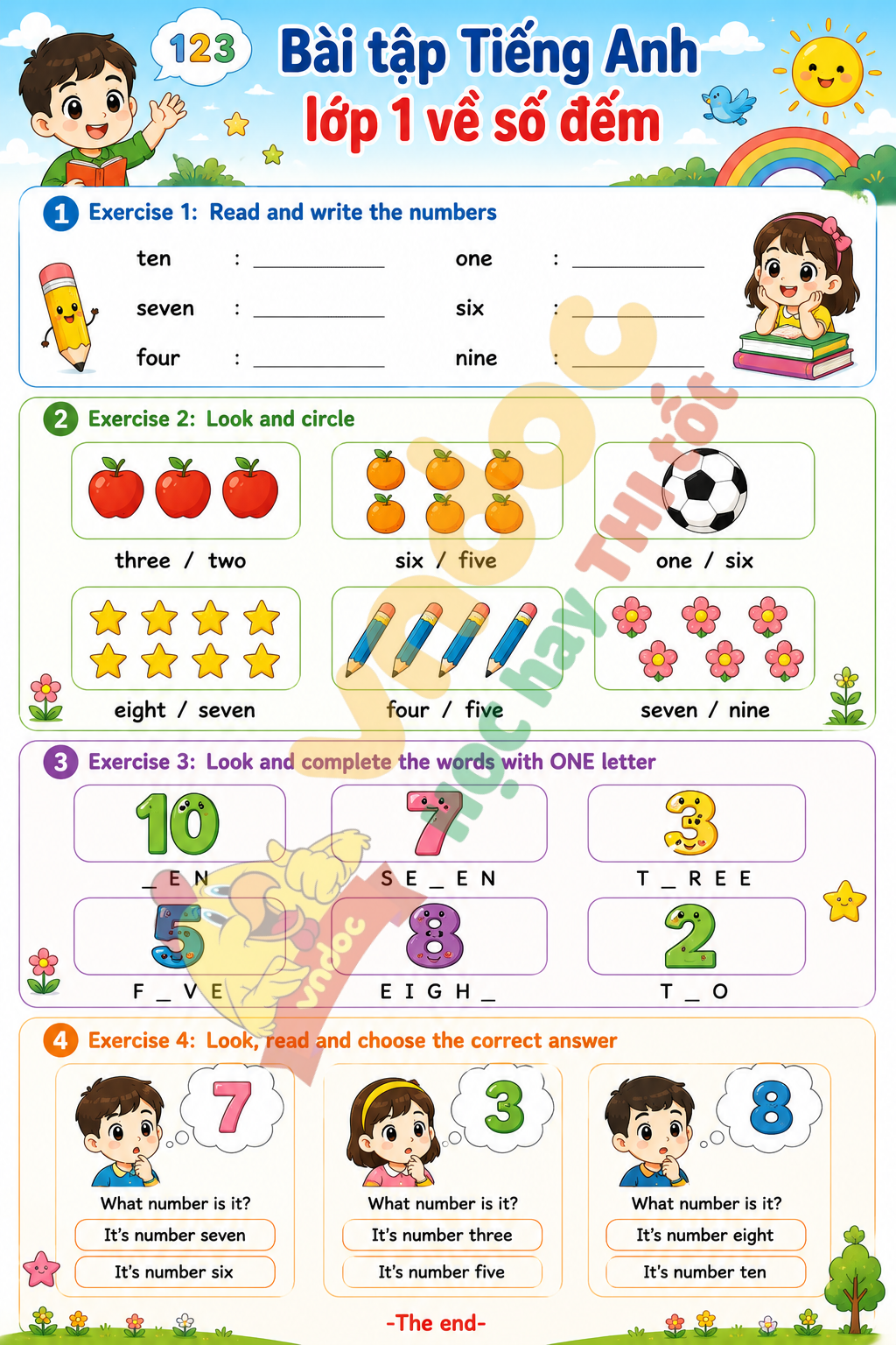 Phiếu bài tập về số đếm