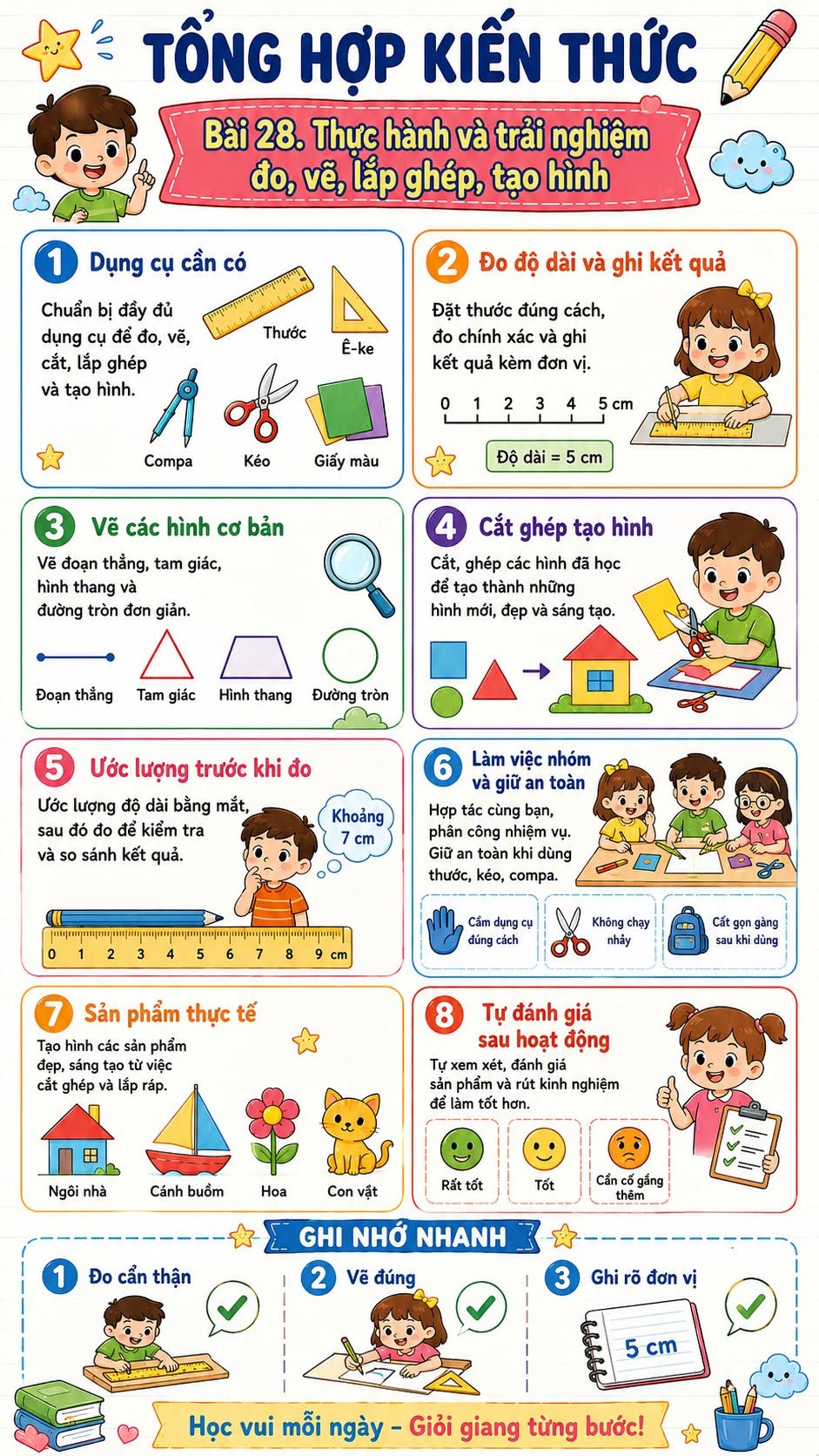 Bài tập Thực hành và trải nghiệm đo, vẽ, lắp ghép, tạo hình sách Kết nối tri thức (Có đáp án)