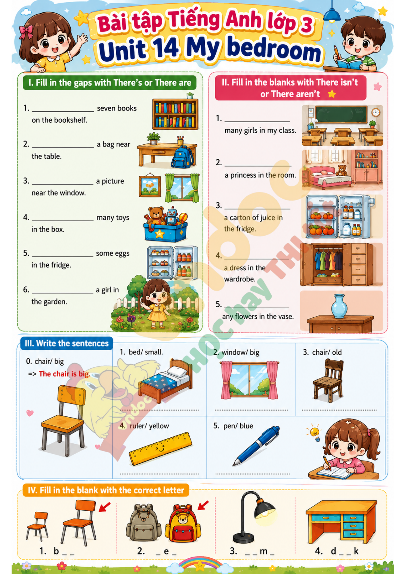 Phiếu bài tập Unit 14 lớp 3 minh họa