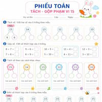 Phiếu Toán Tách – gộp phạm vi 15