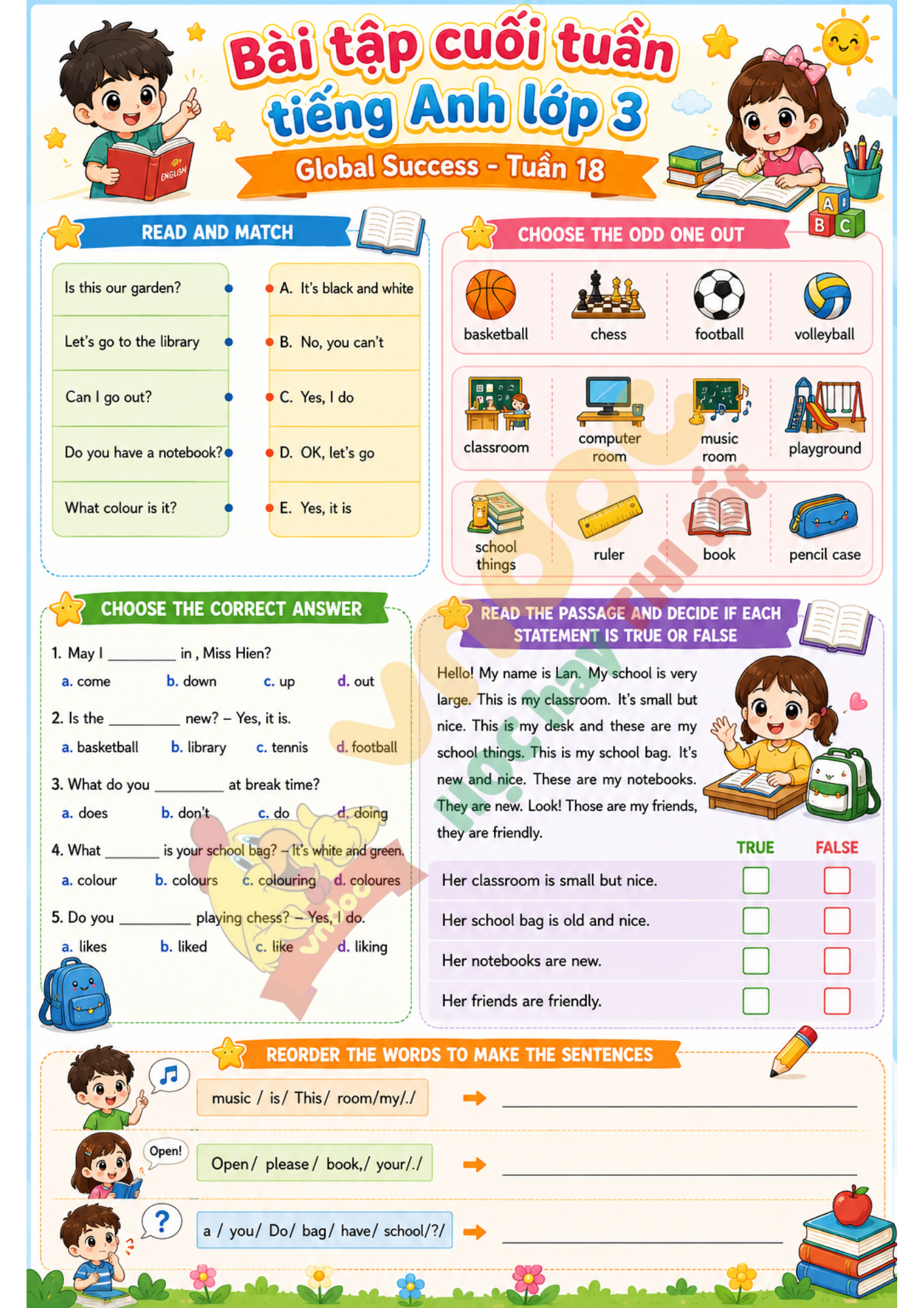BTCT Tiếng Anh lớp 3 Tuần 18
