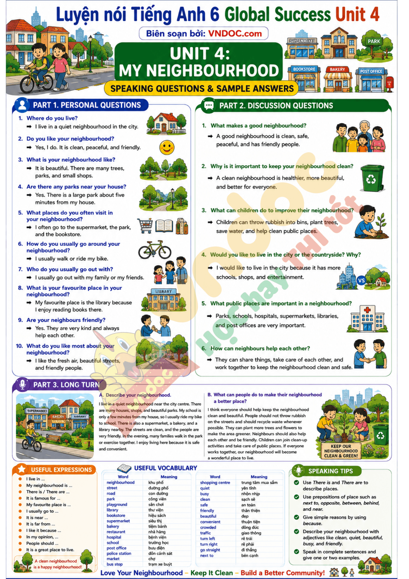 Luyện nói Tiếng Anh 6 Global Success Unit 4