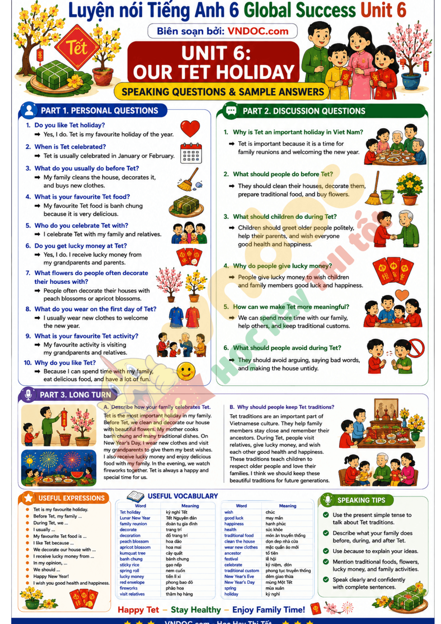 Luyện nói Tiếng Anh 6 Global Success Unit 6