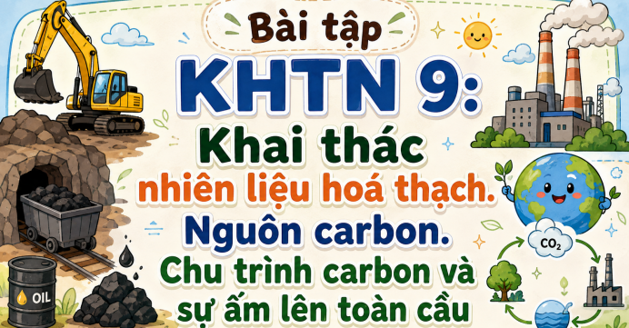 Bài tập KHTN 9: Khai thác nhiên liệu hoá thạch. Nguồn carbon. Chu trình carbon và sự ấm lên toàn cầu
