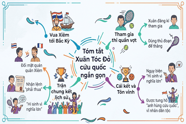 Tóm tắt Xuân Tóc Đỏ cứu quốc bằng sơ đồ tư duy