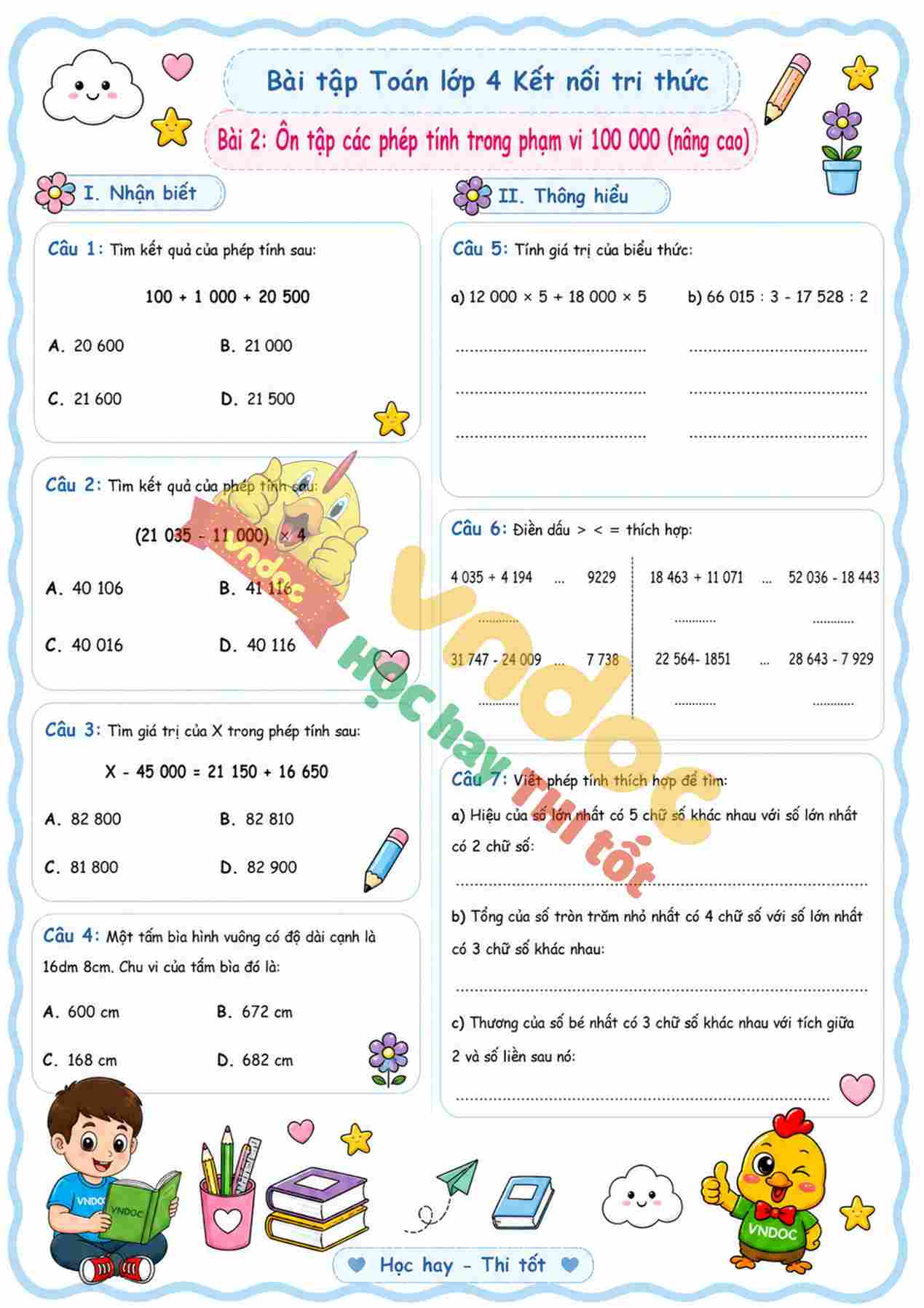 bt toan lop 4 bai 2 on tap cac phep tinh trong pham vi 100000 nang cao kntt mh1*3477