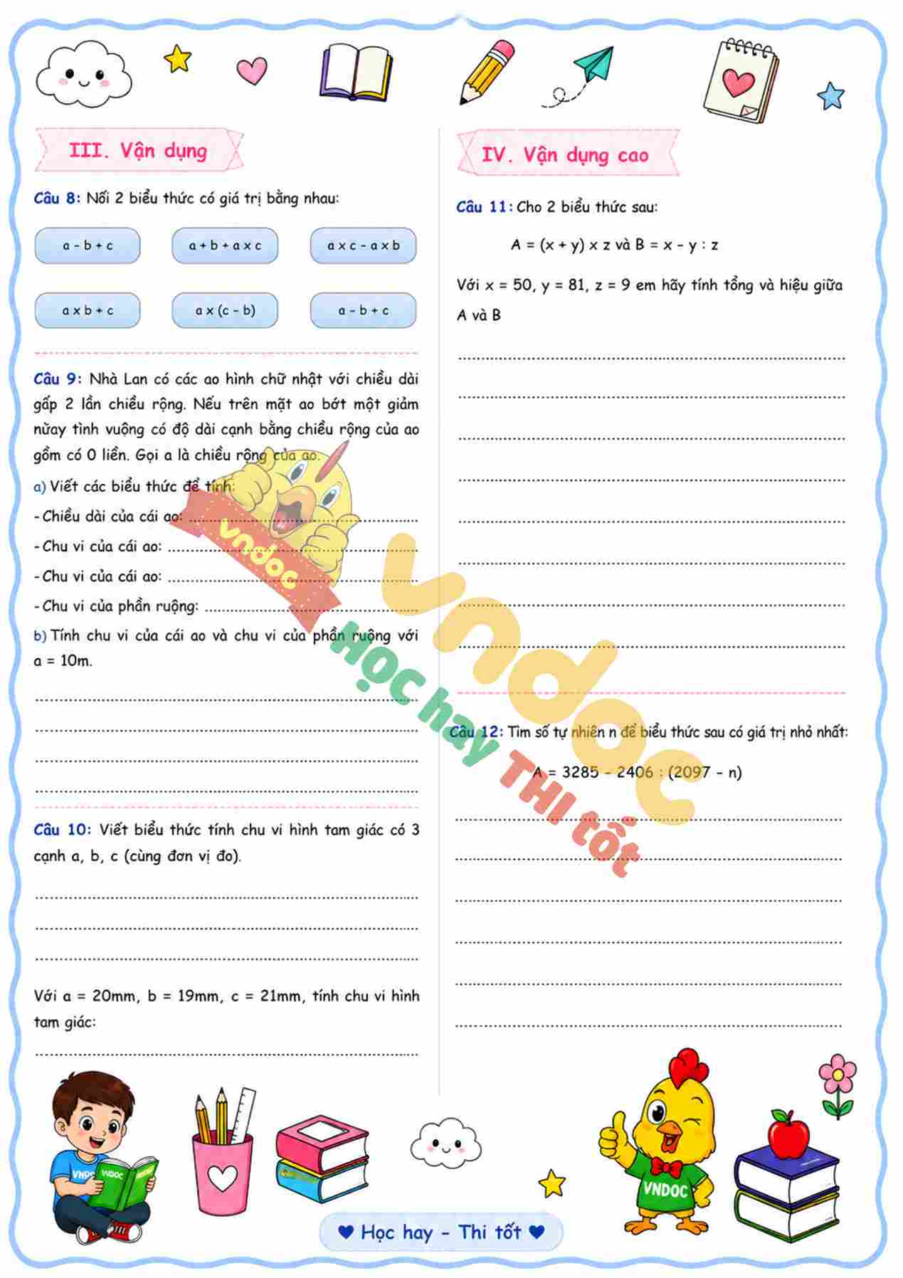 bai tap toan lop 4 bai 4 bieu thuc chua chu ket noi tri thuc anh 1*3798