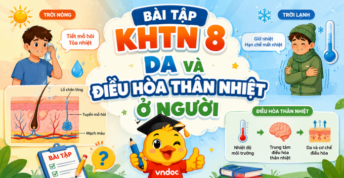 Bài tập KHTN 8: Da và điều hòa thân nhiệt ở người 