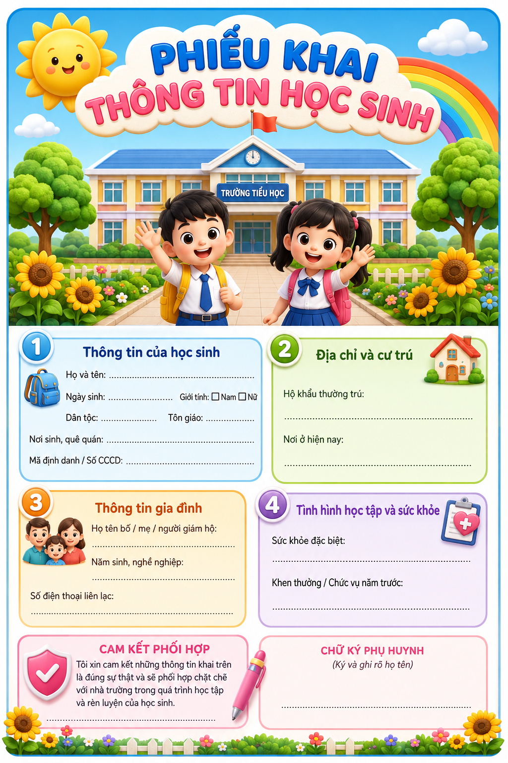 Prompt tạo Phiếu khai thông tin học sinh đầu năm