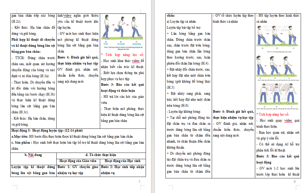 Giáo án Năng lực số GDTC 10 Bóng đá