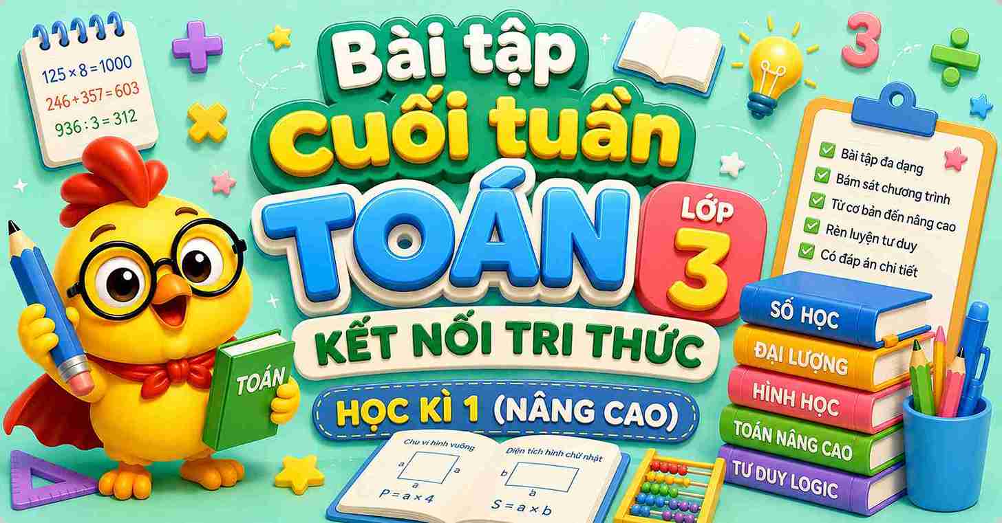 Bài tập cuối tuần Toán lớp 3 Kết nối tri thức - Học kì 1 (nâng cao)