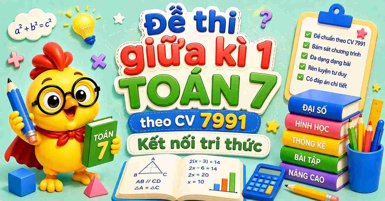 Đề thi giữa kì 1 Toán 7 Kết nối tri thức Theo CV 7991