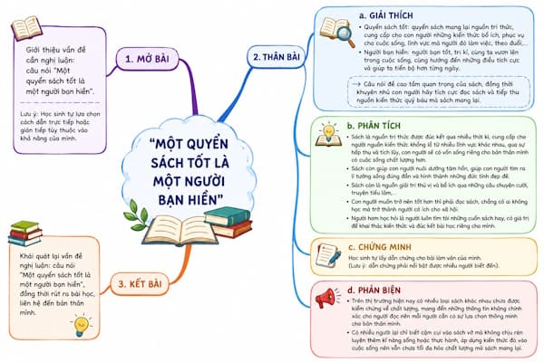 Dàn ý Nghị luận xã hội về câu nói Một quyển sách tốt là một người bạn hiền