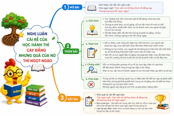 Nghị luận Cái rễ của học hành thì cay đắng nhưng quả của nó thì ngọt ngào