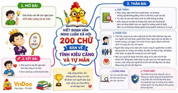 Dàn ý Nghị luận xã hội bàn về tính kiêu căng và tự mãn