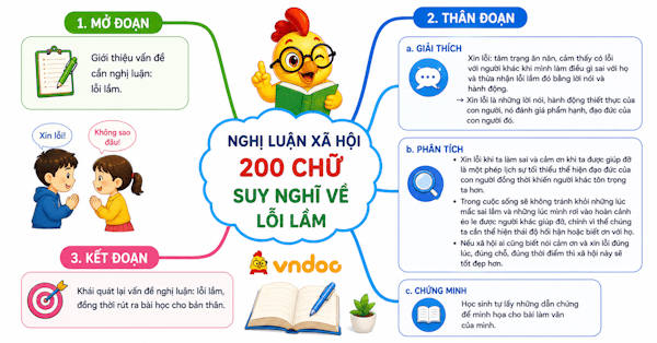 Dàn ý Nghị luận xã hội 200 chữ suy nghĩ về lỗi lầm