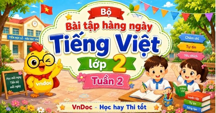Trọn bộ Phiếu Bài tập hàng ngày Tiếng Việt lớp 2 Tuần 2