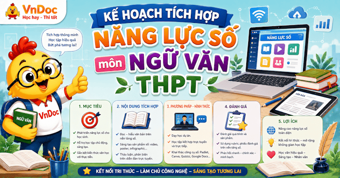 Kế hoạch tích hợp năng lực số môn Ngữ văn 10, 11, 12 sách Kết nối tri thức