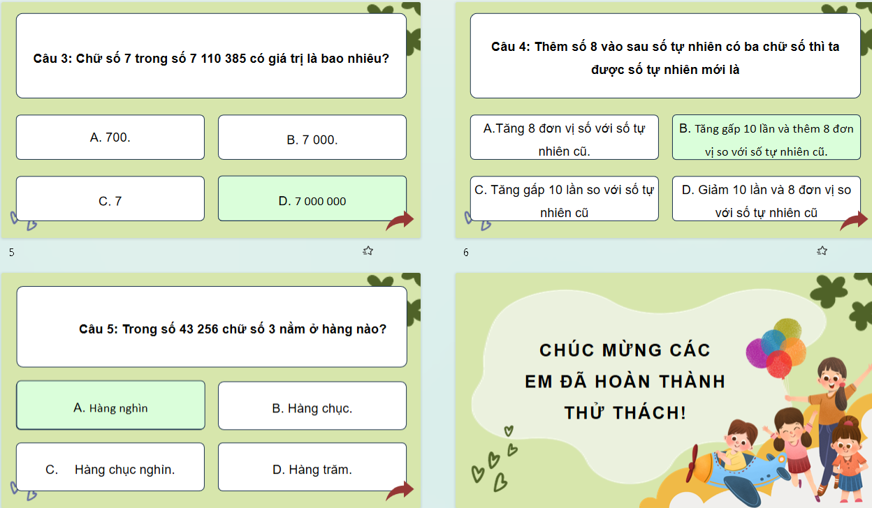 Game khởi động Toán 6 Bài 2