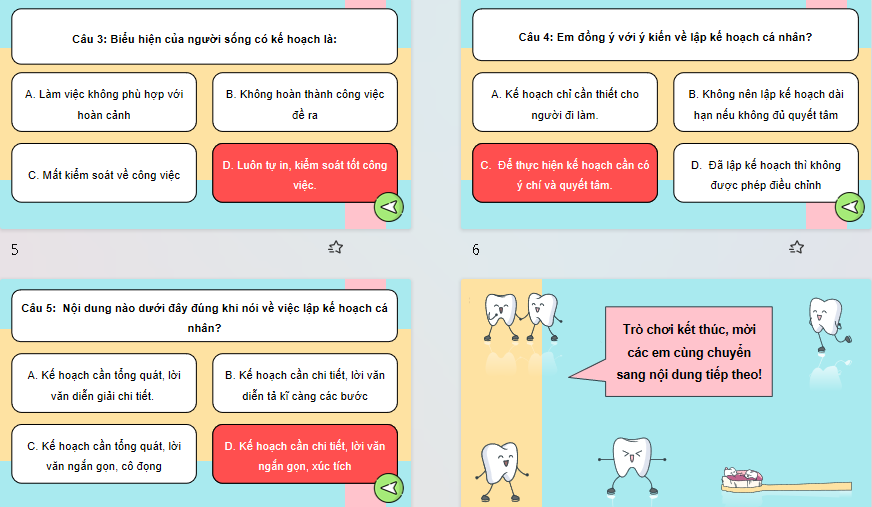 Game khởi động Đạo đức 5 Bài 6