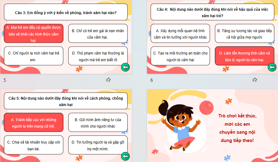 Game khởi động Đạo đức 5 Bài 7
