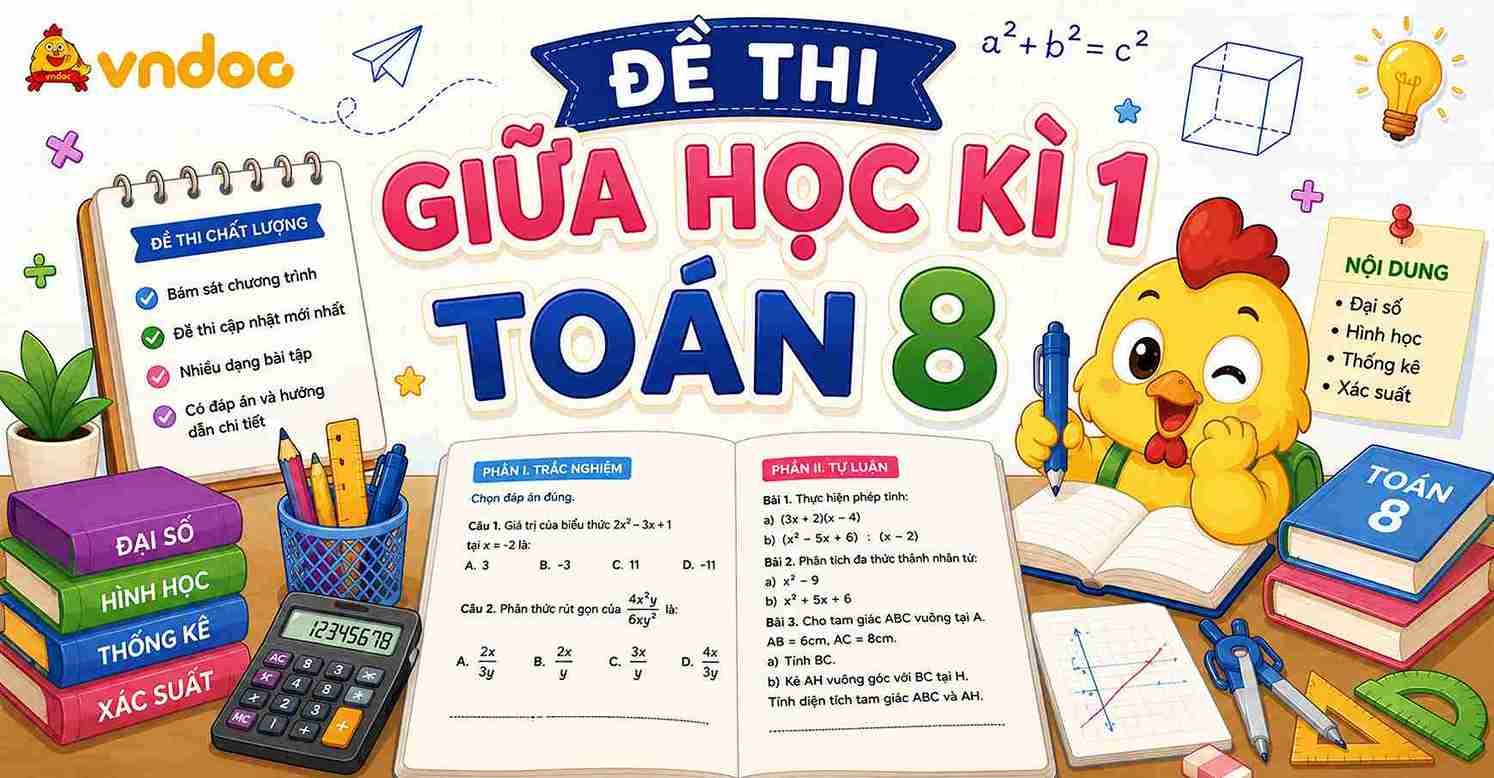 Đề thi giữa kì 1 Toán 8 Kết nối tri thức CV 7991