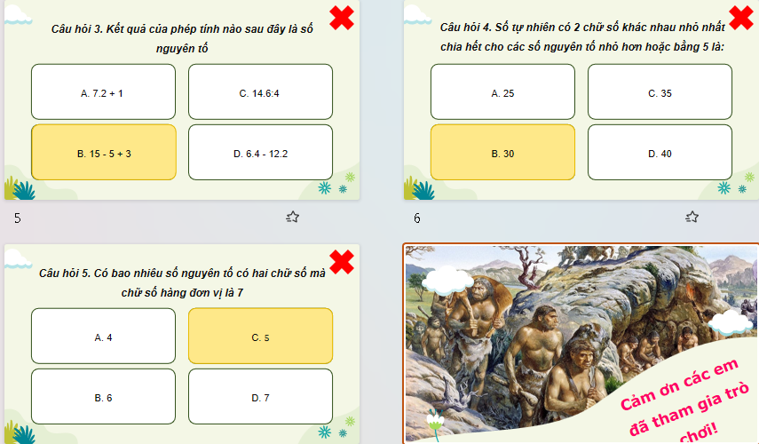 Game khởi động Toán 6 Bài 10