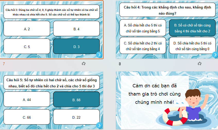 Game khởi động Toán 6 Bài 9