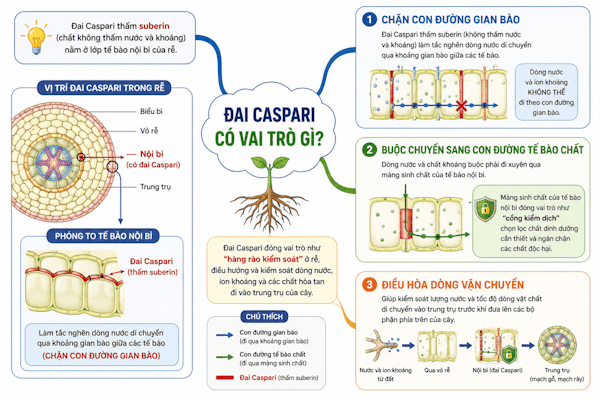 Đai Caspari có vai trò gì?