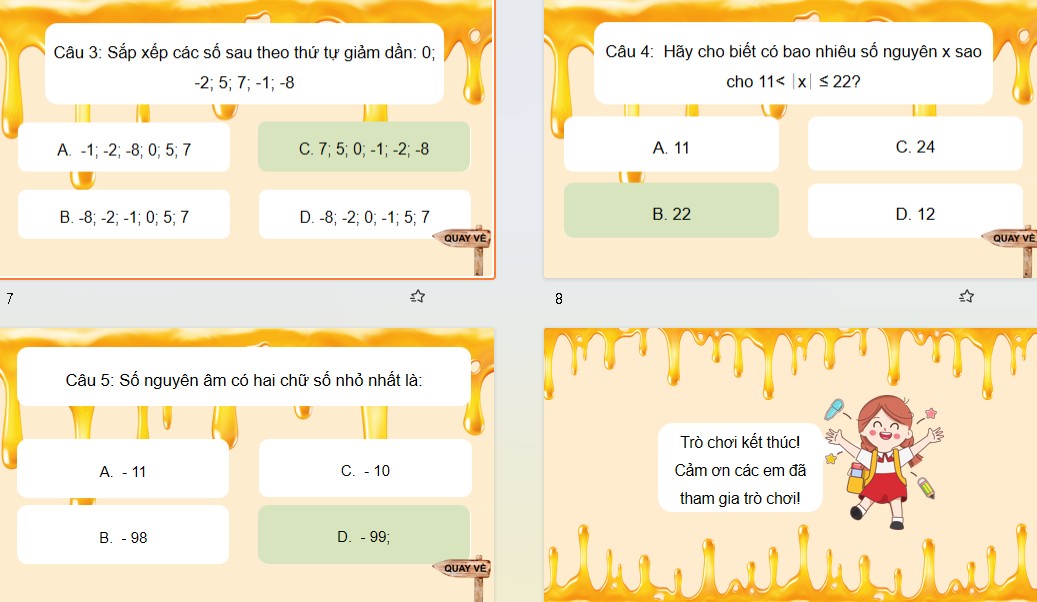 Game khởi động Toán 6 Bài 13