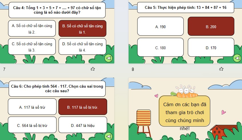 Game khởi động Toán 6 Bài 4