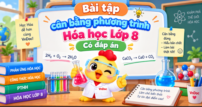 Bài tập cân bằng phương trình Hóa học Lớp 8 Có đáp án