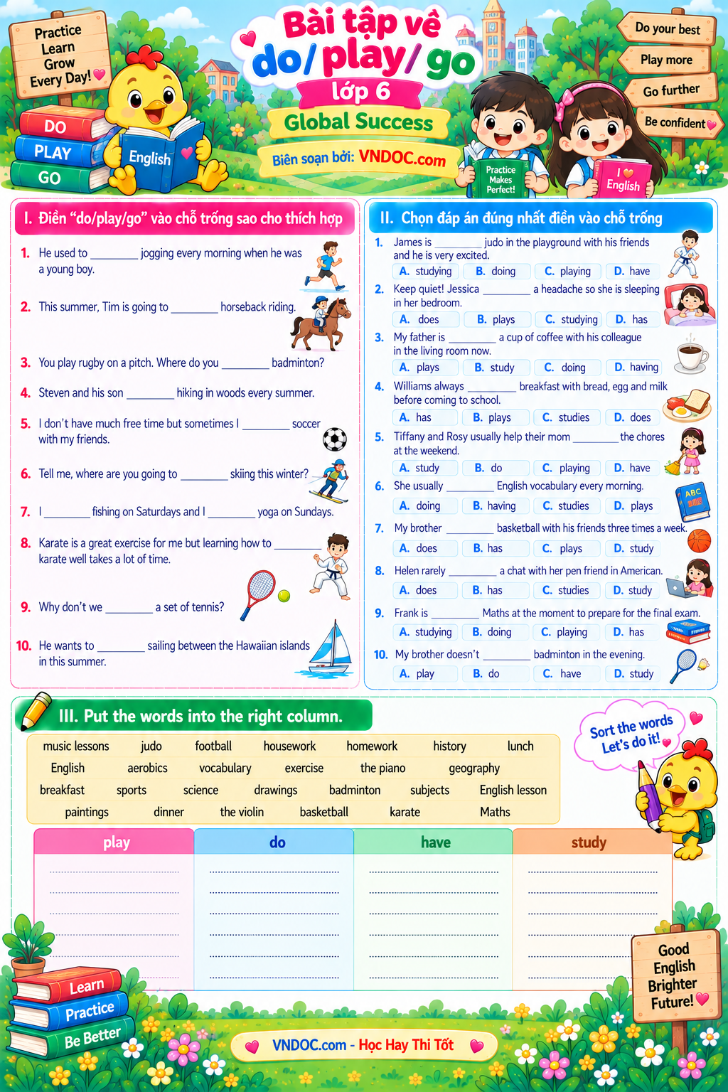 Bài tập về Go Play Do lớp 6 có đáp án