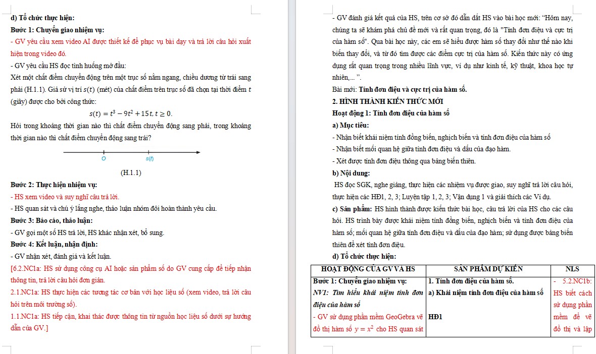 Giáo án Toán 12 tích hợp NLS HK1