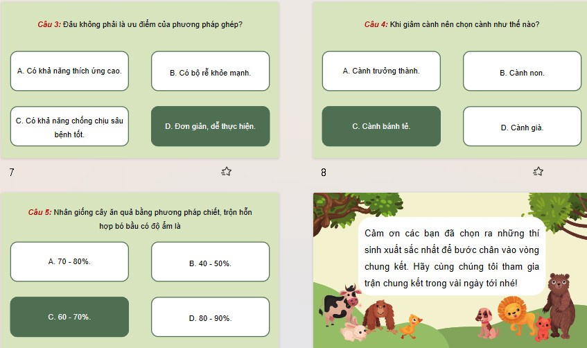 Game khởi động Công nghệ 9 Bài 2