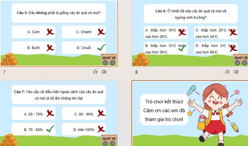 Game khởi động Công nghệ 9 Bài 3