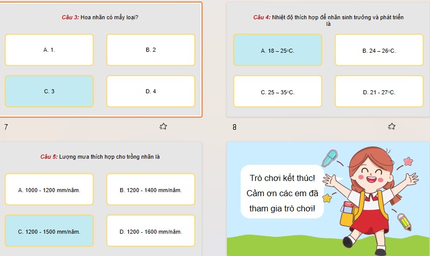 Game khởi động Công nghệ 9 Bài 4