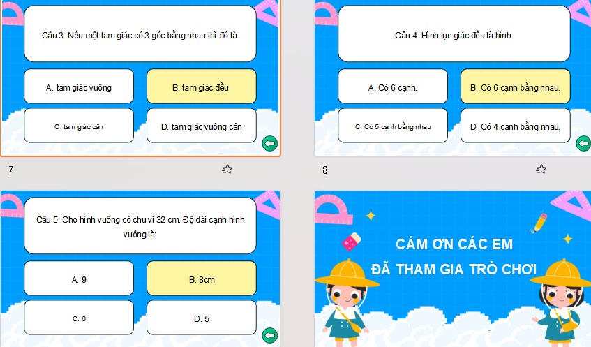 Game khởi động Toán 6 Bài 18