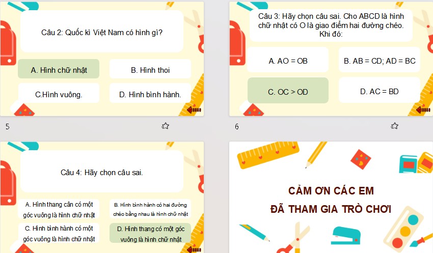 Game khởi động Toán 6 Bài 19
