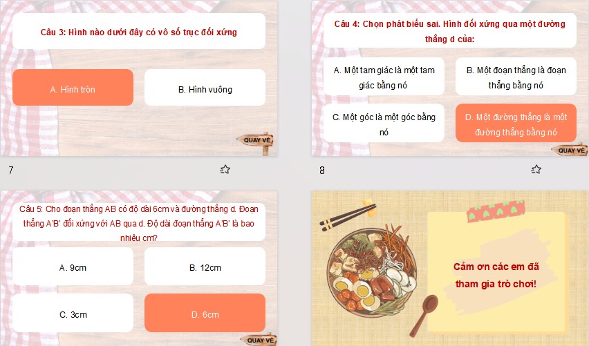 Game khởi động Toán 6 Bài 21