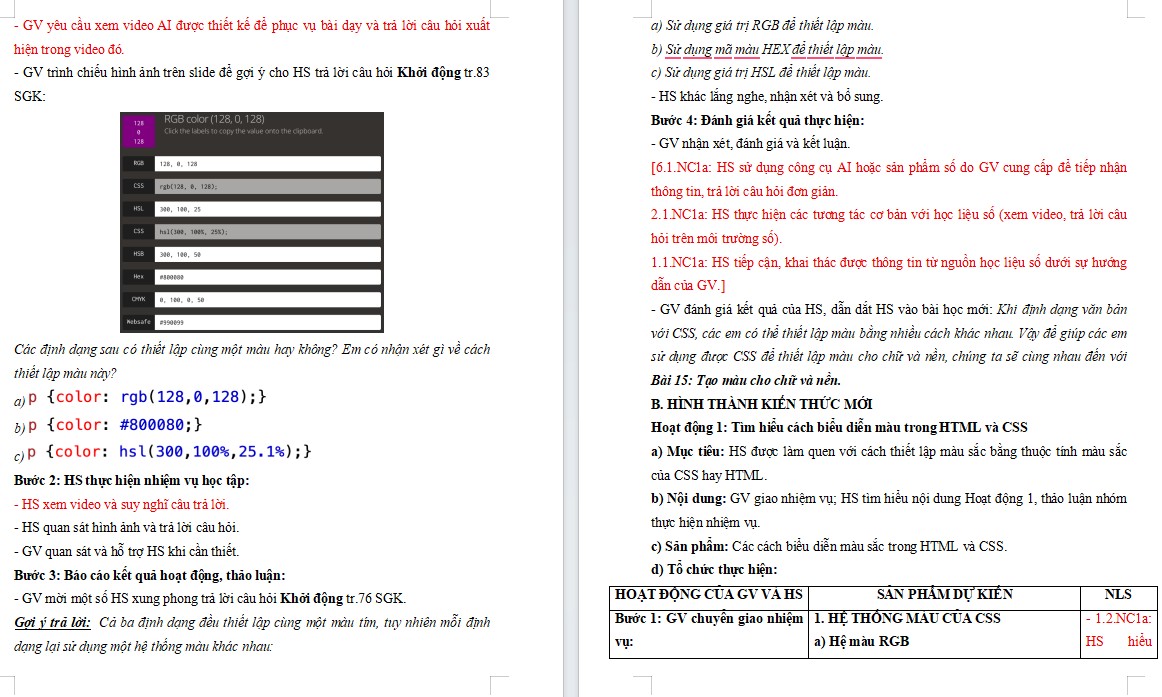 Giáo án Tin học 12 tích hợp NLS HK2