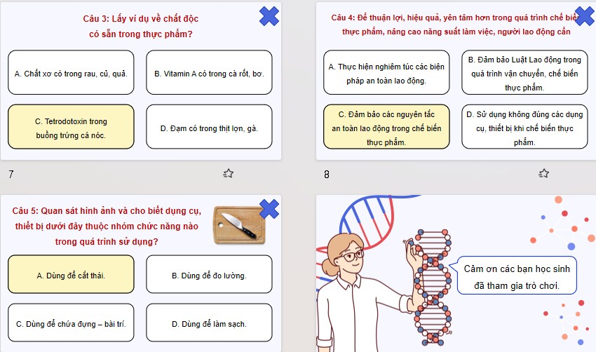 Game khởi động Công nghệ 9 Bài 4
