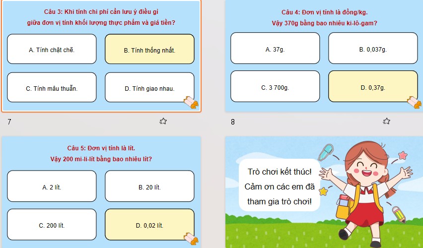 Game khởi động Công nghệ 9 Bài 5