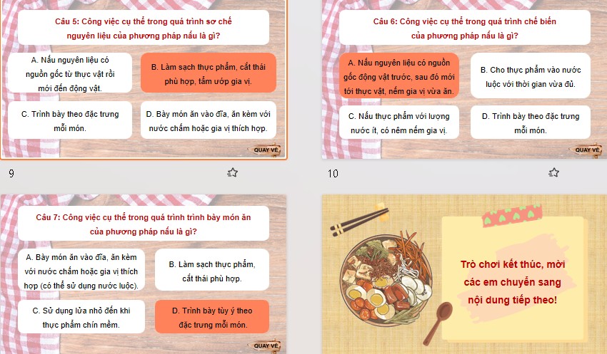 Game khởi động Công nghệ 9 Bài 6