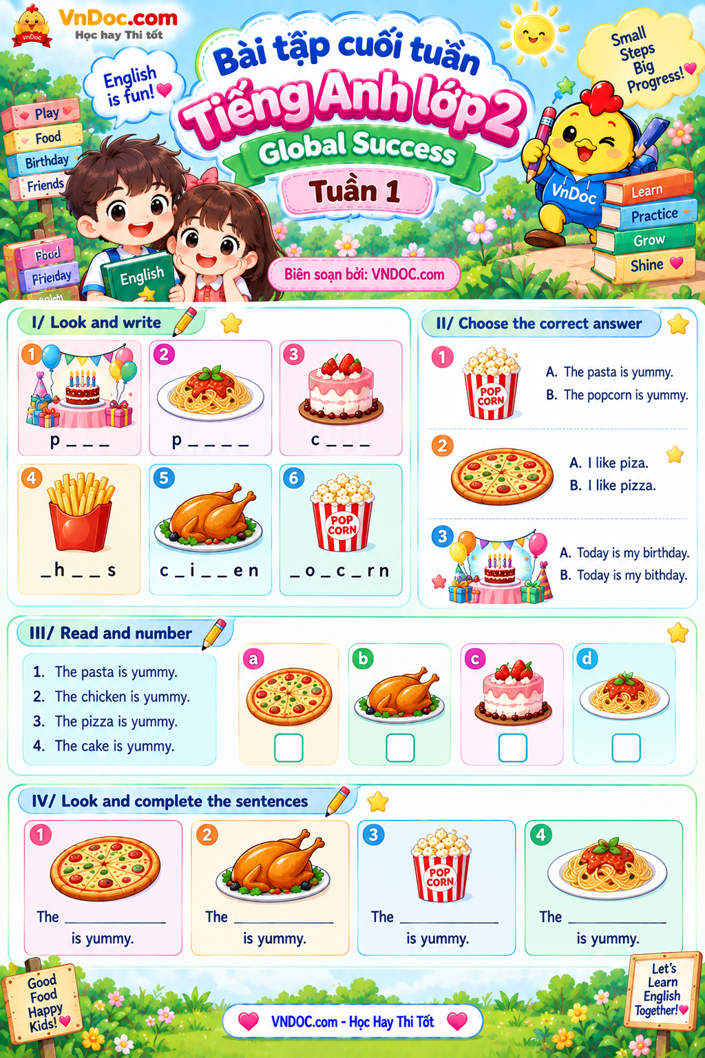 Bài tập cuối tuần Tiếng Anh lớp 2 Global Success Tuần 1