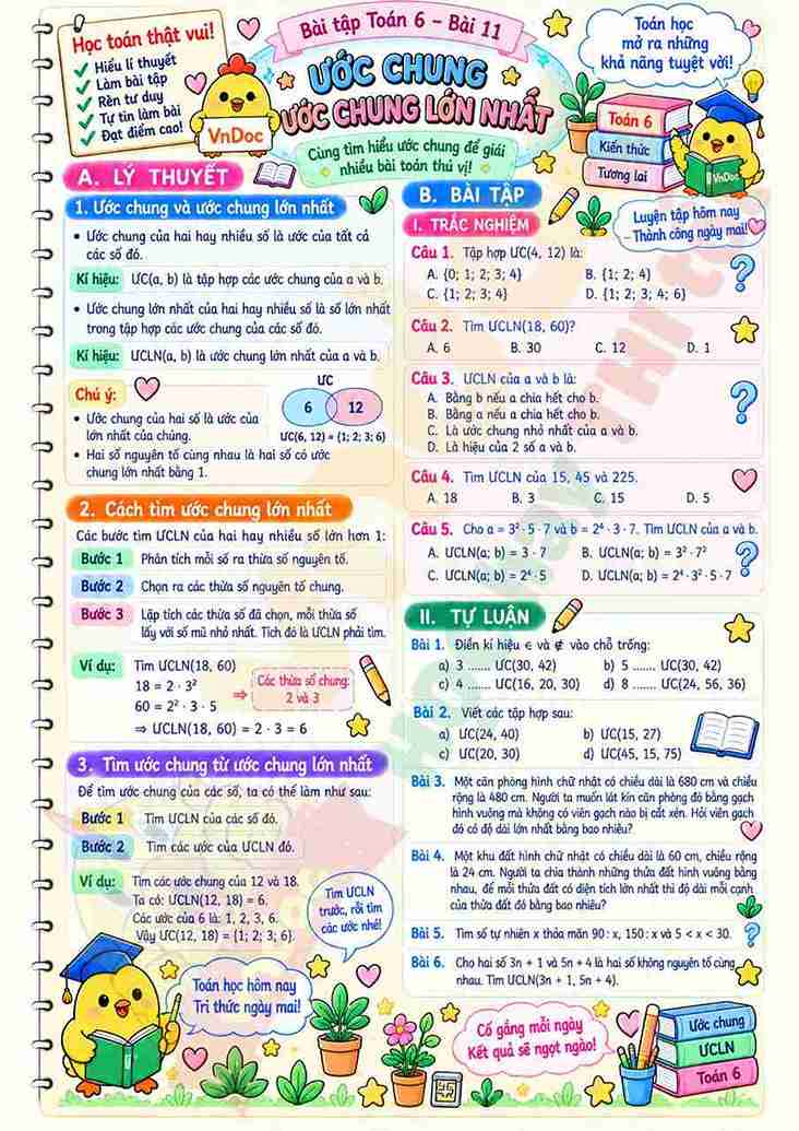 Bai tap toan 6 bai 11 uoc chung uoc chung lon nhat logo_11zon*17071