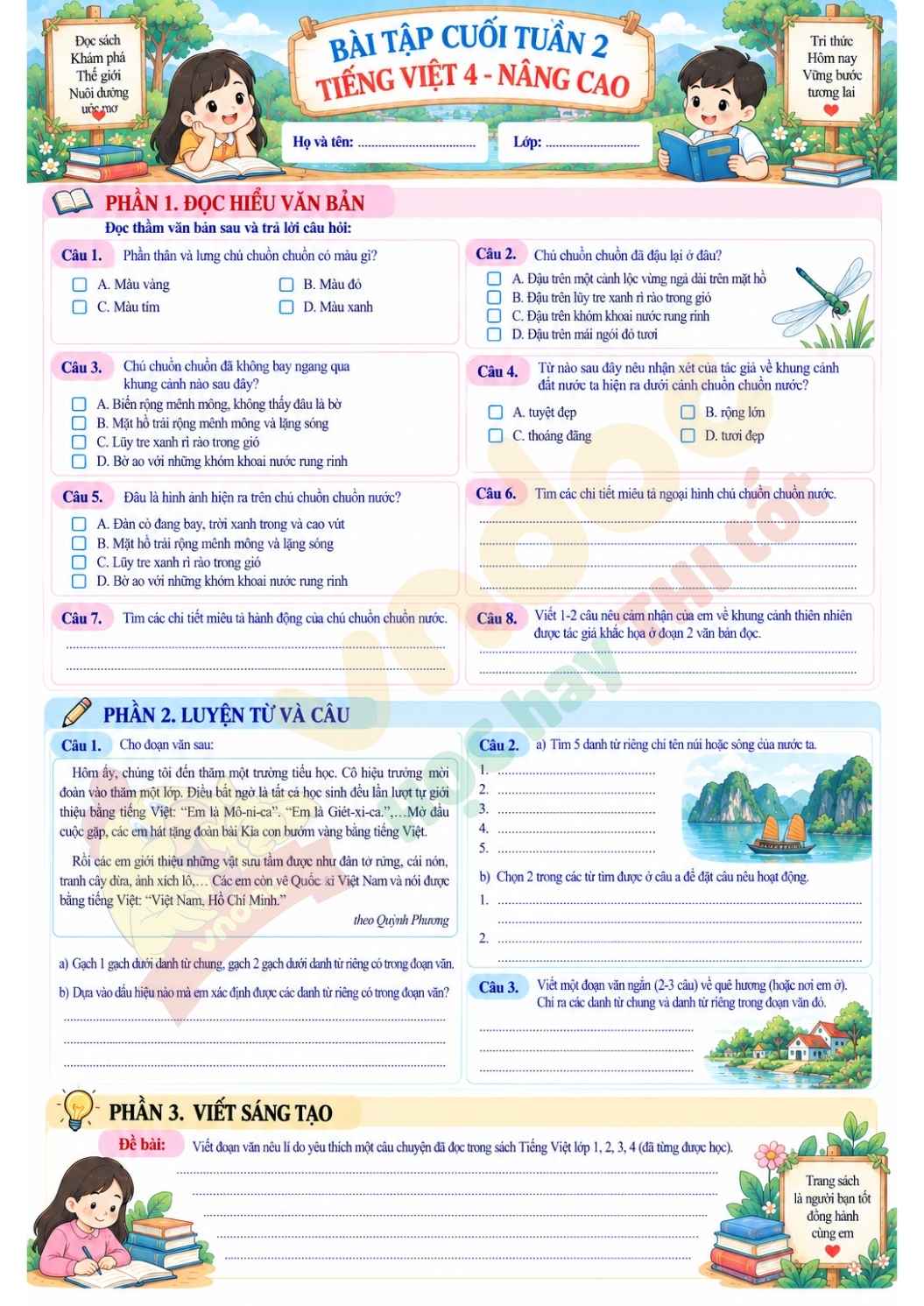 info bai tap cuoi tuan tieng viet lop 4 tuan 2 co dap an nang cao*17180