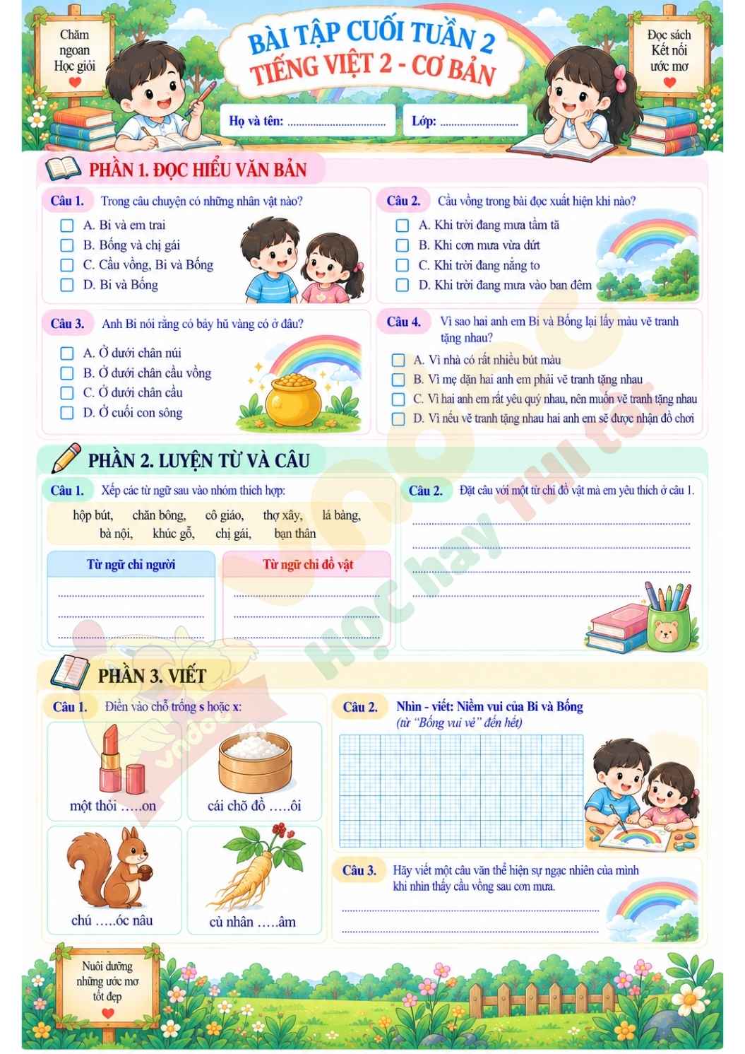 info bai tap cuoi tuan tieng viet lop 2 tuan 2 co ban*17488