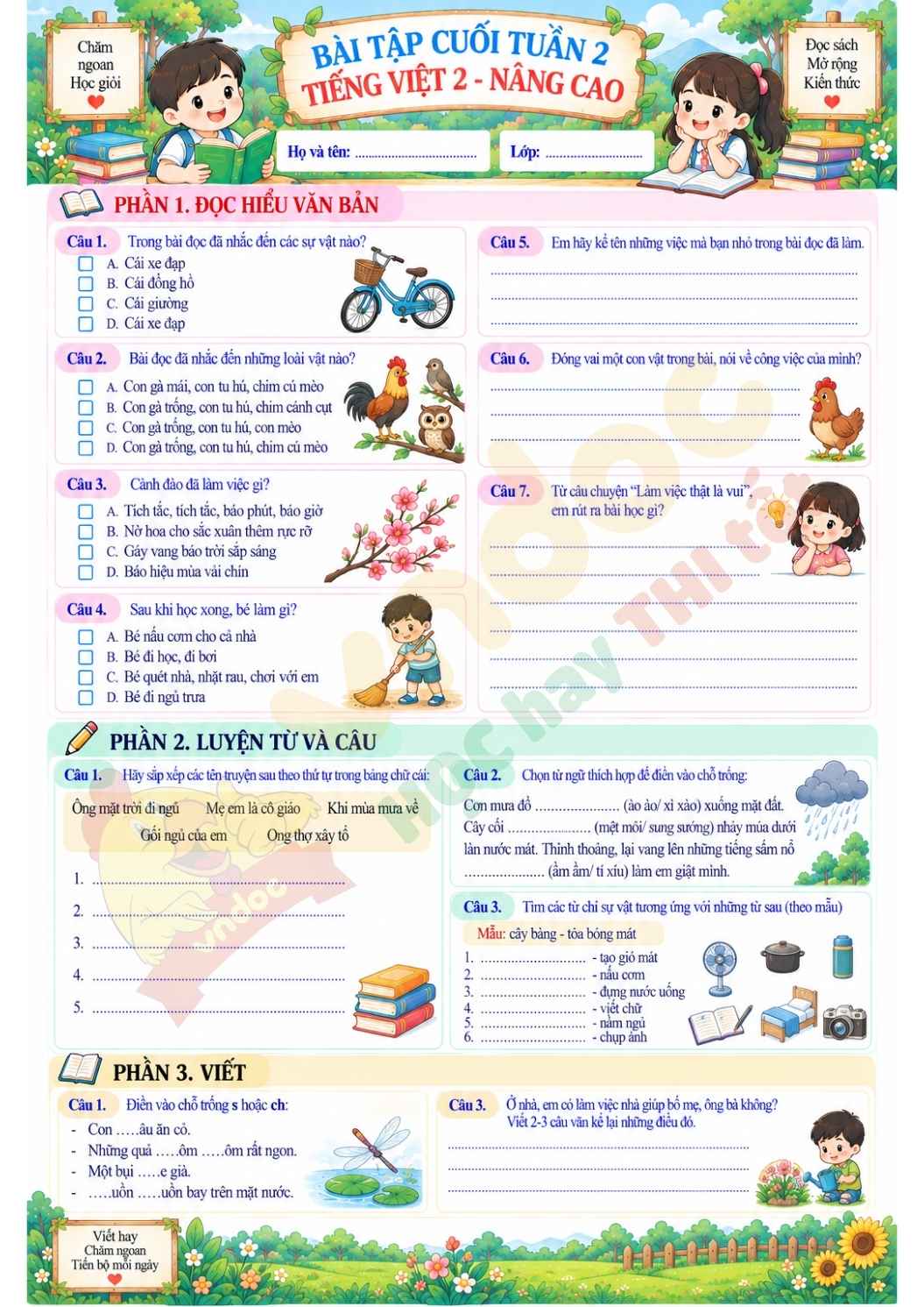 info bai tap cuoi tuan tieng viet lop 2 tuan 2 nang cao*17492